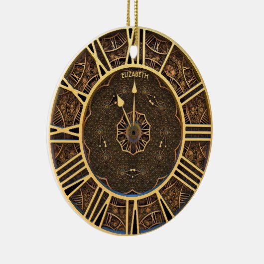 Steampunk Retro  Rusty Art Deco Clock Keramisch Ornament (Rechts)