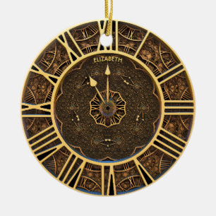 Steampunk Retro  Rusty Art Deco Clock Keramisch Ornament