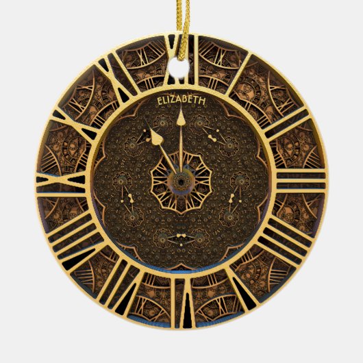 Steampunk Retro  Rusty Art Deco Clock Keramisch Ornament (Voorkant)