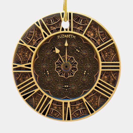 Steampunk Retro  Rusty Art Deco Clock Keramisch Ornament (Achterkant)