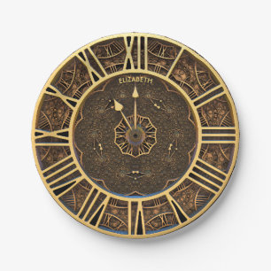 Steampunk Retro  Rusty Art Deco Clock Papieren Bordje
