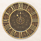 Steampunk Retro  Rusty Art Deco Clock Ronde Kartonnen Onderzetter (Voorkant)
