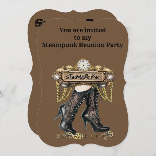 Steampunk Reünie Partij Kaart (Voorkant / Achterkant)