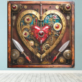 Steampunk Robijnen En Dolken Krijger Valentijn Canvas Afdruk (Insitu (Houten vloer))