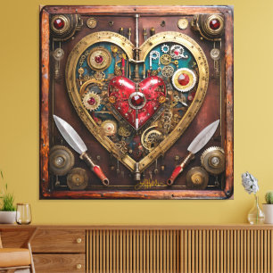 Steampunk Robijnen En Dolken Krijger Valentijn Canvas Afdruk