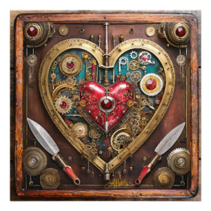 Steampunk Robijnen En Dolken Krijger Valentijn Foto Afdruk