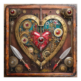 Steampunk Robijnen En Dolken Krijger Valentijn Foto Afdruk