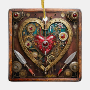 Steampunk Robijnen En Dolken Krijger Valentijn Keramisch Ornament