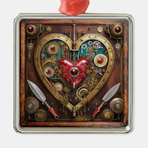 Steampunk Robijnen En Dolken Krijger Valentijn Metalen Ornament