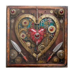 Steampunk Robijnen En Dolken Krijger Valentijn Tegeltje
