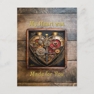 Steampunk Robijnen En Tandwielen Donker Hart Briefkaart