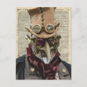 Steampunk Robot Collage over oude kunstpagina Briefkaart (Voorkant)