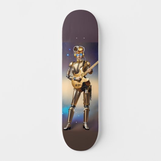 Steampunk Robot Girl met gitar Persoonlijk Skateboard (Voorkant)