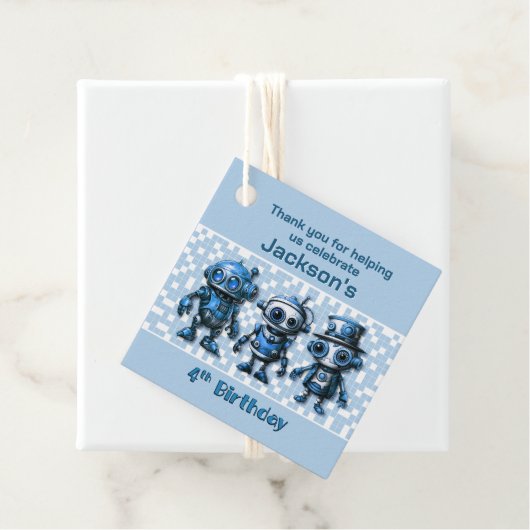 Steampunk Robot Thema 4e Verjaardag Bedankt Bedankjes Labels (In situ)