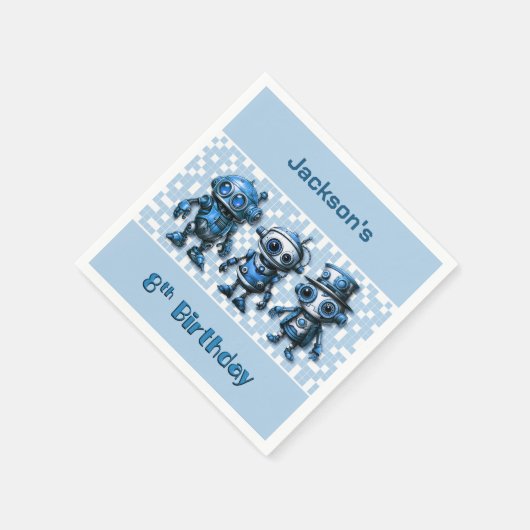 Steampunk Robot Thema 8e Verjaardagsfeest Servet (Hoek)