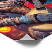 Steampunk rock cat gitaar spelen op een podium - poster (Hoek)