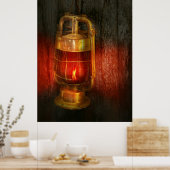 Steampunk - Rode lichte wijk Poster (Keuken)