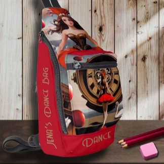 Steampunk Rode Waterverf Ballerina Sling Bag