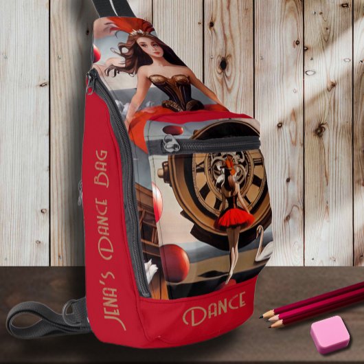 Steampunk Rode Waterverf Ballerina Sling Bag