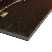 Steampunk roestige achtergrond met turkoois gekleu snijplank (Hoek)