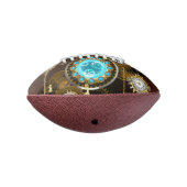 Steampunk roestige achtergrond met turkooizen lenz american football (Gedraaid 270)