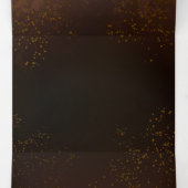 Steampunk roestige achtergrond met turkooizen lenz drieluik aankondiging (Binnenkant midden)