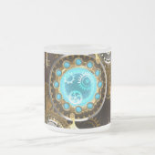 Steampunk roestige achtergrond met turkooizen lenz matglas koffiemok (Center)
