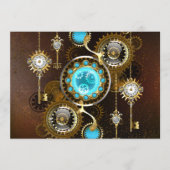 Steampunk roestige achtergrond met turkooizen lenz menu (Voorkant)