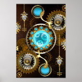 Steampunk roestige achtergrond met turkooizen lenz poster (Voorkant)