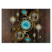 Steampunk roestige achtergrond met turkooizen lenz snijplank (Voorkant)