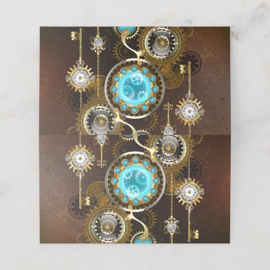 Steampunk roestige achtergrond met turquoise glaze afsprakenkaart (Buitenkant ongevouwen)