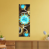 Steampunk roestige achtergrond met turquoise glaze canvas afdruk (Insitu (Woonkamer))
