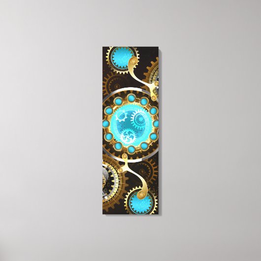 Steampunk roestige achtergrond met turquoise glaze canvas afdruk (Voorkant)