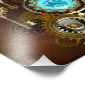 Steampunk roestige achtergrond met turquoise glaze foto afdruk (Hoek)