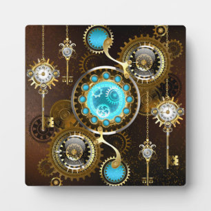 Steampunk roestige achtergrond met turquoise glaze fotoplaat