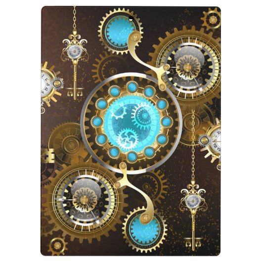 Steampunk roestige achtergrond met turquoise glaze klembord (Achterkant)