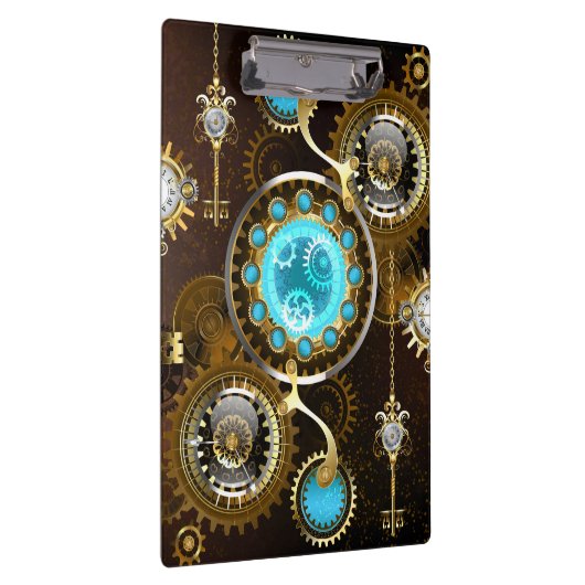 Steampunk roestige achtergrond met turquoise glaze klembord (Rechts)