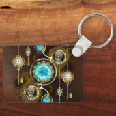 Steampunk roestige achtergrond met turquoise glaze sleutelhanger (Voorkant)