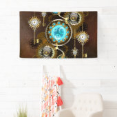 Steampunk roestige achtergrond met turquoise glaze spandoek (Insitu)