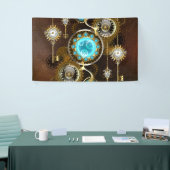 Steampunk roestige achtergrond met turquoise glaze spandoek (Beurs)