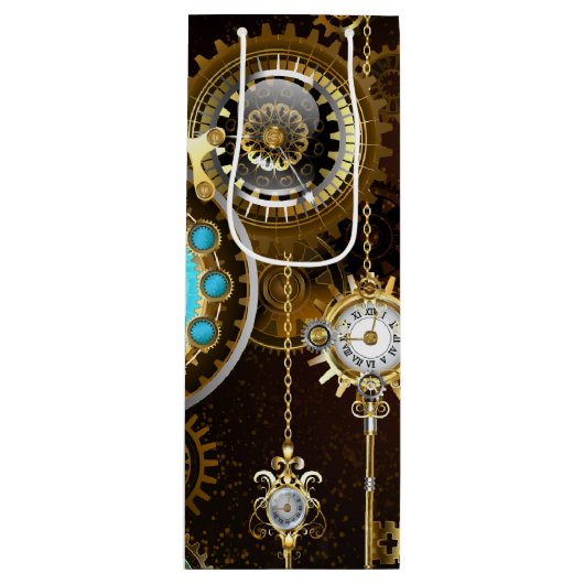 Steampunk roestige achtergrond met turquoise glaze wijn cadeautas (Voorkant)