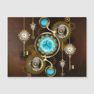 Steampunk roestige achtergrond met turquoise lenze