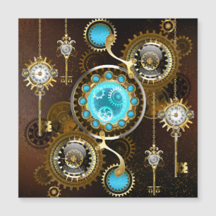 Steampunk roestige achtergrond met turquoise lenze