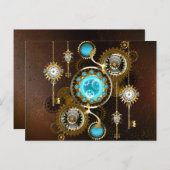 Steampunk Roestige Achtergrond met Turquoise Lenze Advieskaart (Voorkant / Achterkant)
