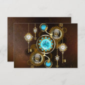 Steampunk Roestige Achtergrond met Turquoise Lenze Advieskaart (Voorkant / Achterkant)