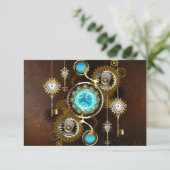 Steampunk Roestige Achtergrond met Turquoise Lenze Advieskaart (Staand voorkant)