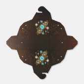 Steampunk Roestige Achtergrond met Turquoise Lenze Bedankdoosjes (Uitgevouwen)