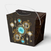 Steampunk Roestige Achtergrond met Turquoise Lenze Bedankdoosjes (Achterkant)