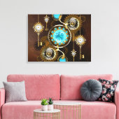 Steampunk Roestige Achtergrond met Turquoise Lenze Canvas Afdruk (Insitu (Woonkamer))