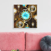 Steampunk Roestige Achtergrond met Turquoise Lenze Canvas Afdruk (Insitu (Woonkamer))